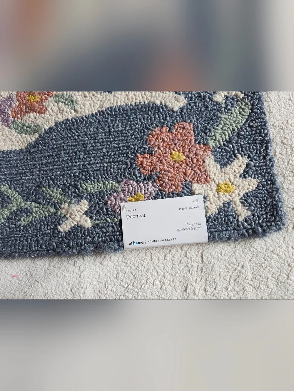New Floral Leaping Easter Bunny Hook Accent Rug, 18x30, Home decor accent